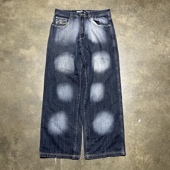 Vintage Y2k Cross Zone Dark Baggy Loose Fit Jeans 34x31 - Picture 1 of 3